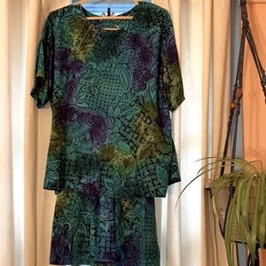 Vintage Blue-green Maggie McNaughton Blouse/Skirt